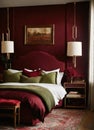 interior of classic bedroom, comfortable king size bed. ai generative Royalty Free Stock Photo