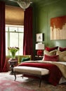 interior of classic bedroom, comfortable king size bed. ai generative Royalty Free Stock Photo