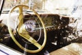 Interior of classic old vintage car, close up Royalty Free Stock Photo