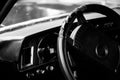 Interior of classic vintage car.luxury interior of a retro car Royalty Free Stock Photo