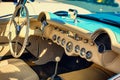 Interior of a classic vintage car Royalty Free Stock Photo