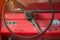 Interior of classic vintage car, Steering wheel on American classic car Royalty Free Stock Photo