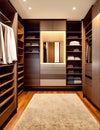 Interior of a classic wardrobe with built in shelves