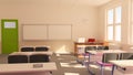 The interior of classroom 3D rendering Royalty Free Stock Photo