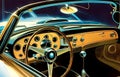 Interior of Classy 1960s Convertible Car Interior Illustration Generative AI Royalty Free Stock Photo