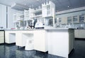 Interior of clean modern white laboratory background. Laboratory concept. Royalty Free Stock Photo