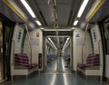 Interior of a clean, new empty subway carriage