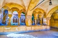 The cloister of Jak Chapel, the small church on Vajdahunyad Castle complex in City Park, Budapest, Hungary Royalty Free Stock Photo