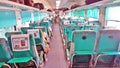 The interior of a coach of the fastest train of India the Gatiman Express