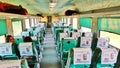 The interior of a coach of the fastest train of India the Gatiman Express