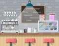 Interior of coffee shop, pub, cafe or bar. Royalty Free Stock Photo