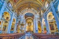 Interior of Collegiate Church with scenic decoration, Bellinzona, Switzerland