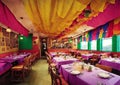 Interior of a colorful traditional Mexican restaurant day scene Royalty Free Stock Photo