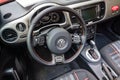 Interior of compact car Volkswagen Beetle Cabriolet, 2016 Royalty Free Stock Photo