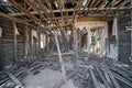 Interior of the completely damaged and abandoned former Glenrio Texas post office