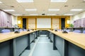 Interior conference room with white projector board.