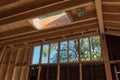 Interior construction details, sistering studs, added short stud wall to raise roof Royalty Free Stock Photo