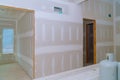 Interior construction of housing project with drywall installed door for a new home Royalty Free Stock Photo