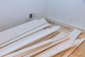 Interior construction of housing project with drywall installed door for a new home before installing Royalty Free Stock Photo