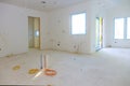 Interior construction of housing project with drywall installed door for a new home Royalty Free Stock Photo