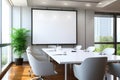 Office white conference boardroom presentation table interior design empty modern business meeting room chair Royalty Free Stock Photo