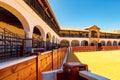 Interior corridor inside the barrier of the bullring of Almaden, Spain.