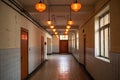 Interior corridor with orange light bulbs Royalty Free Stock Photo