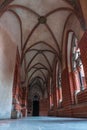 Interior of corridor passage in medieval Gothic castle Royalty Free Stock Photo