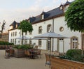 Interior of courtyard of a cozy hotel