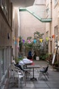 Interior courtyard at former Great Garden Street Synagogue, Greatorex Street, Whitechapel, now used as offices and artists studios