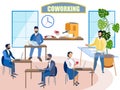 Interior coworking. People work. In minimalist style. Flat isometric vector Royalty Free Stock Photo