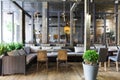 Interior of cozy restaurant, loft style Royalty Free Stock Photo