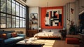 Interior of a cozy room in Bauhaus style