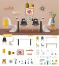 Interior creator. Dinning room. Cartoon vector illustration Royalty Free Stock Photo
