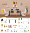 Interior creator. Dinning room. Cartoon vector illustration