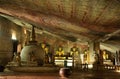 Interior of Dambulla Golden Temple in Sri Lanka Royalty Free Stock Photo