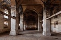 Interior of dark creepy abandoned lutheran church of the Virgin Mary Royalty Free Stock Photo