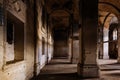 Interior of dark creepy abandoned lutheran church of the Virgin Mary Royalty Free Stock Photo