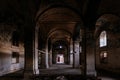 Interior of dark creepy abandoned lutheran church of the Virgin Mary Royalty Free Stock Photo