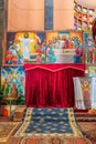 Interior of Debre Libanos, monastery in Ethiopia Royalty Free Stock Photo