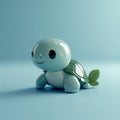 The interior decor features a charming green ceramic turtle figurine on a light blue background Royalty Free Stock Photo