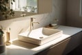 interior decor house modern bathroom sunlight luxury sink design counter faucet. Generative AI. Royalty Free Stock Photo