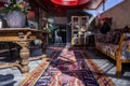 Interior of decorated sitting area in traditional style at luxurious resort