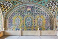 Interior decoration with colorful tiles of Karim Khani Nook Khalvat e Karim Khani at Golestan palace complex in Tehran, Iran