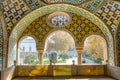 Interior decoration with colorful tiles of Karim Khani Nook Khalvat e Karim Khani at Golestan palace complex in Tehran, Iran