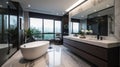 Interior deisgn of Bathroom in Modern style with Freestanding Tub Royalty Free Stock Photo