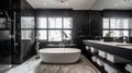 Interior deisgn of Bathroom in Modern style with Freestanding Tub Royalty Free Stock Photo