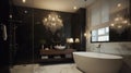 Interior deisgn of Bathroom in Modern style with Freestanding Tub Royalty Free Stock Photo