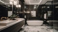 Interior deisgn of Bathroom in Modern style with Freestanding Tub Royalty Free Stock Photo