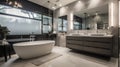 Interior deisgn of Bathroom in Modern style with Freestanding Tub Royalty Free Stock Photo